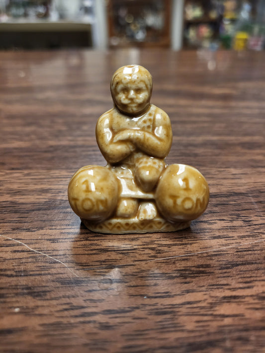 Wade Whimsie Strongman, Wade England Caramel Brown Weightlifter Porcelain Figurine