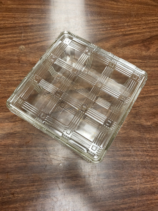 Vintage Hazel Atlas Criss Cross Refrigerator Dishes with Lids | Set of 2 Art Deco Clear Glass Food Storage Containers