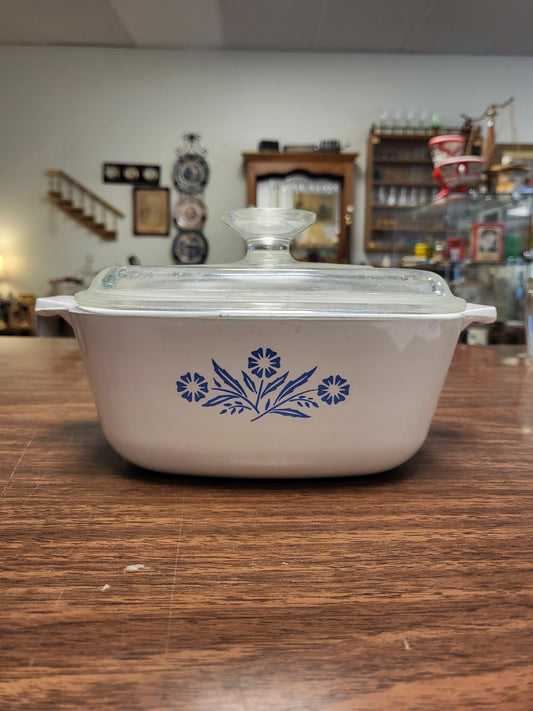 Vintage Corning Ware Blue Cornflower 1.5 Quart Casserole Dish P-1-1/2-B with Pyrex Lid A-7-C