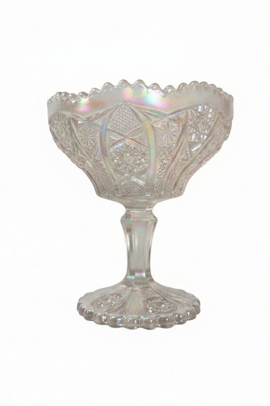 Antique Imperial Glass Mogul Star File 2pc Set Sugar Bowl & Pedestal Compote 612 EAPG