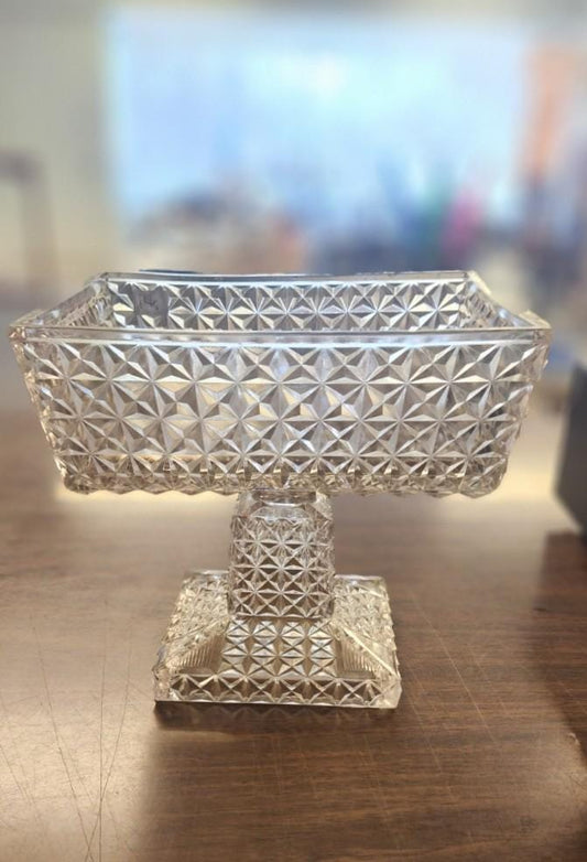 EAPG Diamond Cut Compote Square