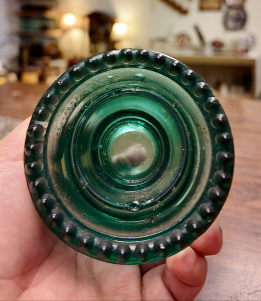 Antique Hemingray No 19 Glass Insulator Dark Green Emerald Patent May 2 1893, CD 162 Telegraph Telephone Electric Pole Glass, Industrial Decor Paperweight