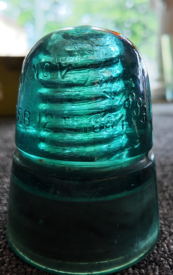 Antique Hemingray No 19 Glass Insulator Dark Green Emerald Patent May 2 1893, CD 162 Telegraph Telephone Electric Pole Glass, Industrial Decor Paperweight