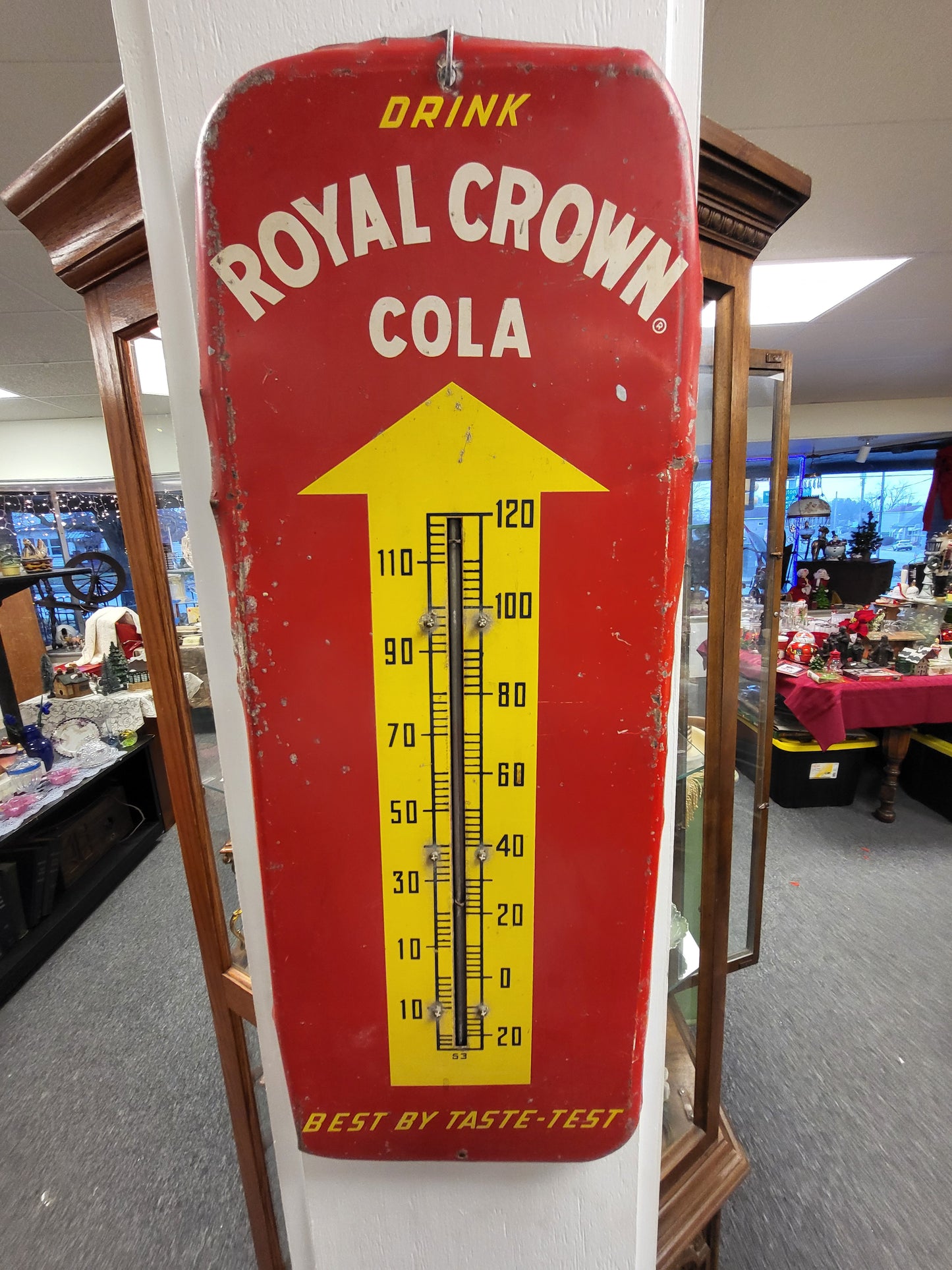 Vintage Royal Crown Cola Thermometer Advertising Sign - Works