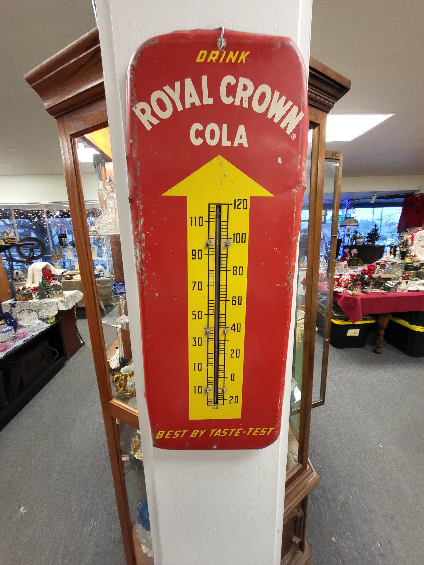 Vintage Royal Crown Cola Thermometer Advertising Sign - Works