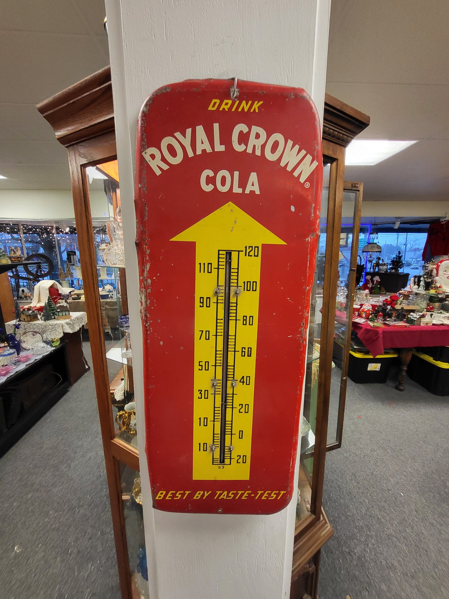 Vintage Royal Crown Cola Thermometer Advertising Sign - Works