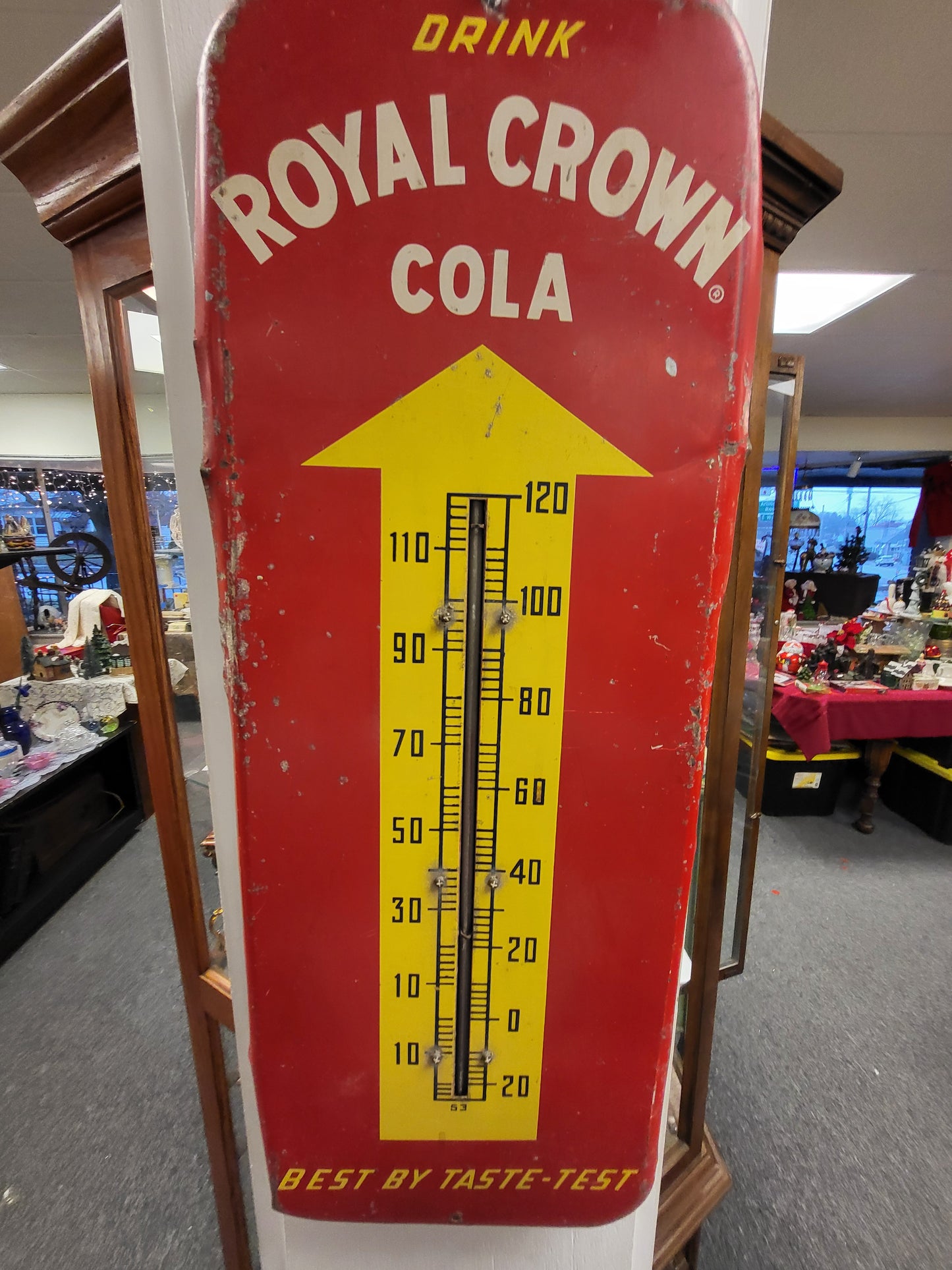 Vintage Royal Crown Cola Thermometer Advertising Sign - Works
