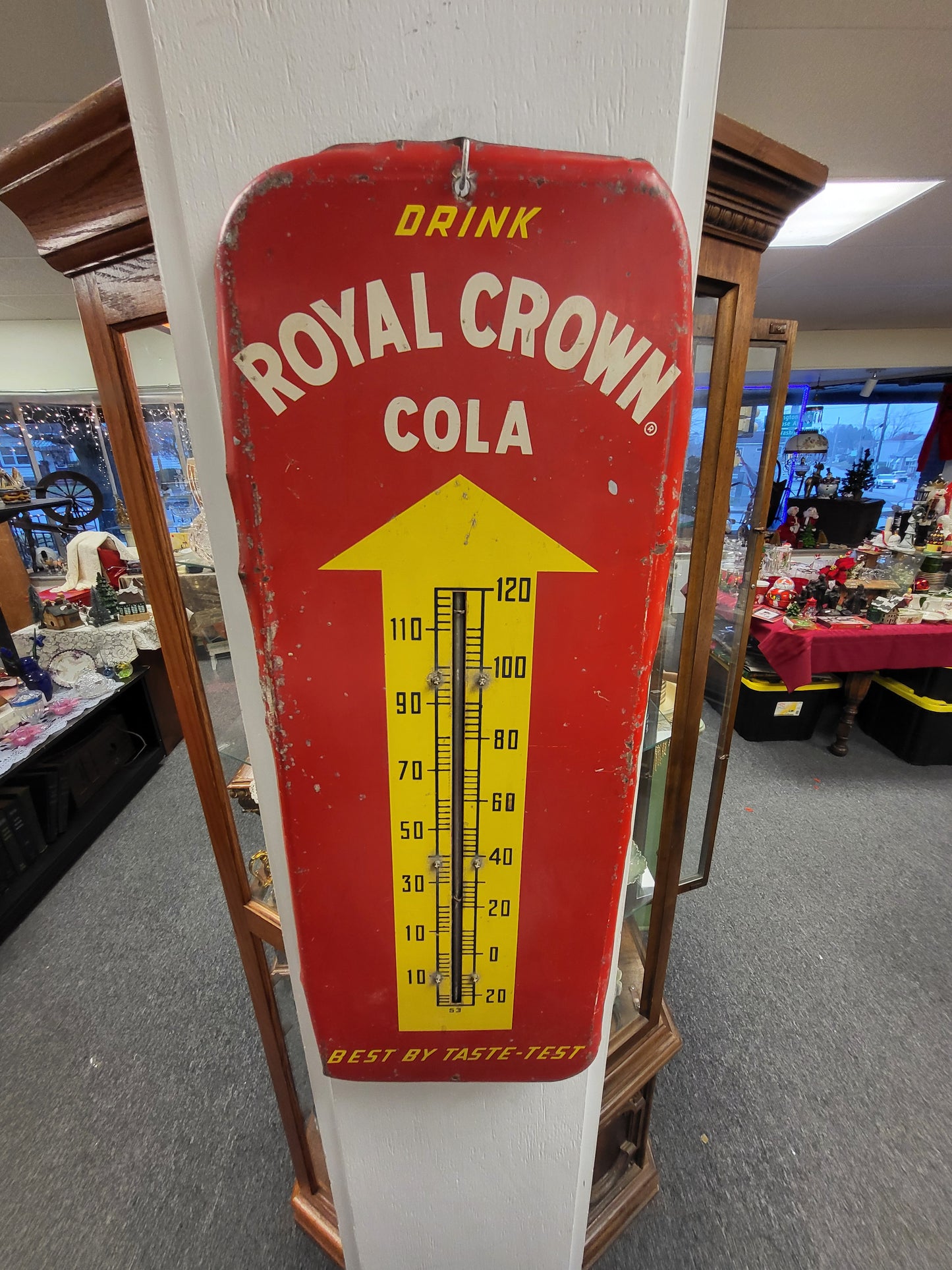 Vintage Royal Crown Cola Thermometer Advertising Sign - Works
