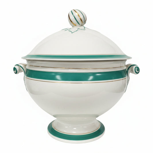 Antique Old Paris Porcelain Covered Soup Tureen – Emerald Green & Gold