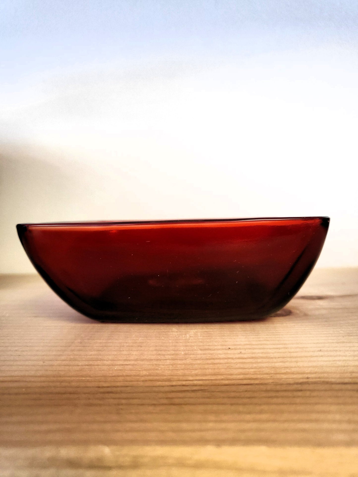 Vintage Royal Ruby Red Anchor Hocking Glass Handled Snack Bowl – 1950s
