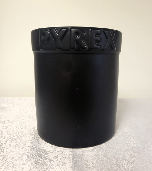 Vintage Pyrex Black Ceramic Utensil Holder Canister Crock