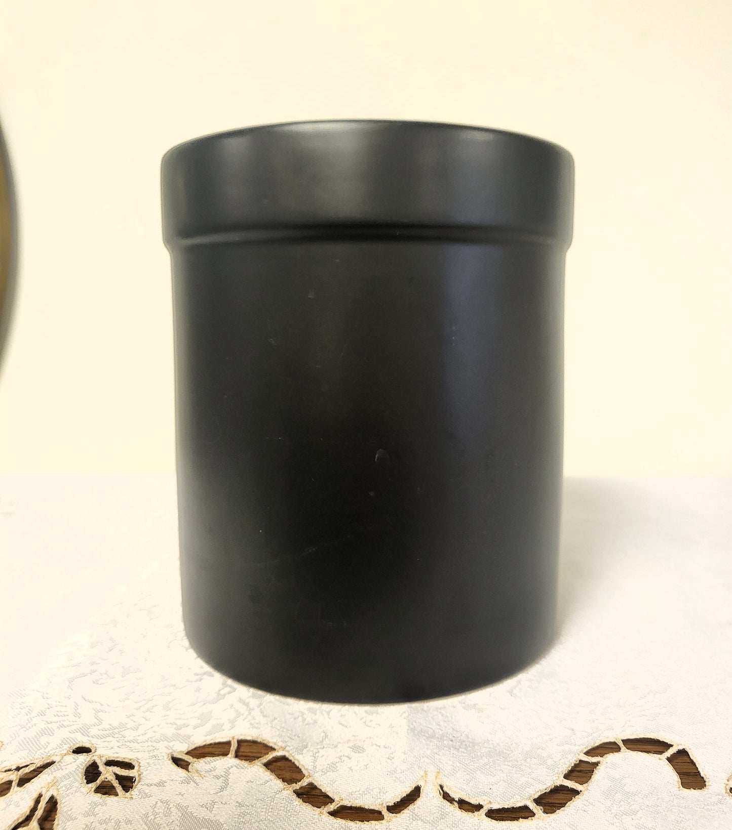Vintage Pyrex Black Ceramic Utensil Holder Canister Crock