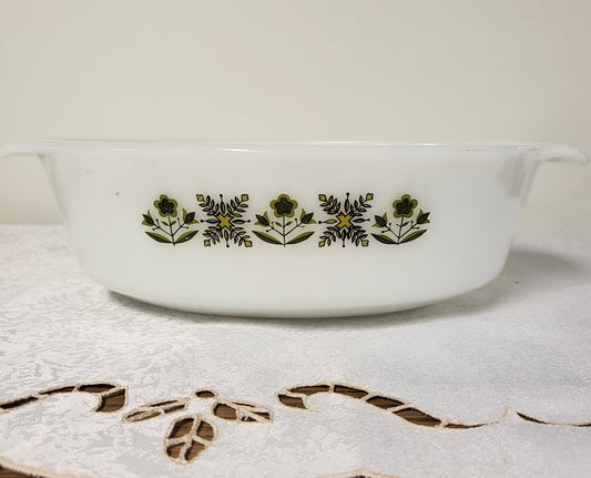 Vintage Anchor Hocking Fire-King Meadow Green Ovenware Casserole Dish 433
