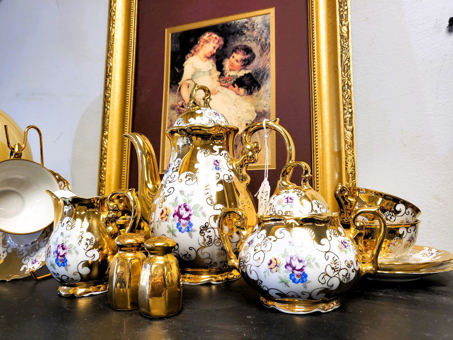 Rare 13-Pc Vintage Kronester Bavaria "Venezia" Tea Set - 24K Gold Plated Porcelain - Service for 4 - Made in West Germany