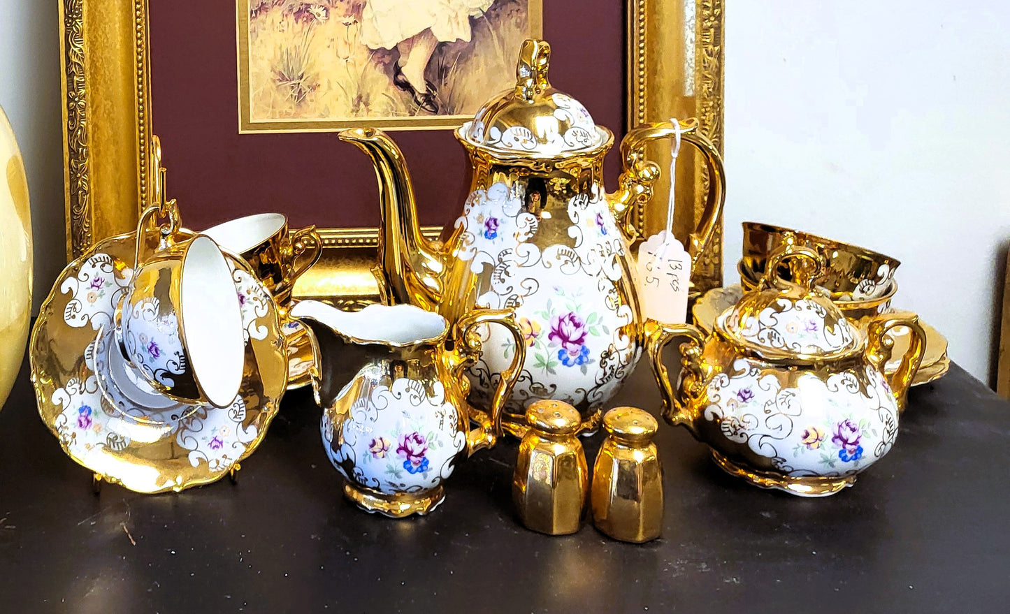Rare 13-Pc Vintage Kronester Bavaria "Venezia" Tea Set - 24K Gold Plated Porcelain - Service for 4 - Made in West Germany