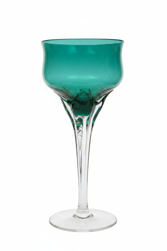 Vintage Empoli emerald green tulip wine goblet front