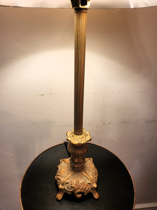 Vintage-Style Neoclassical Brass Fluted Column Table Lamp
