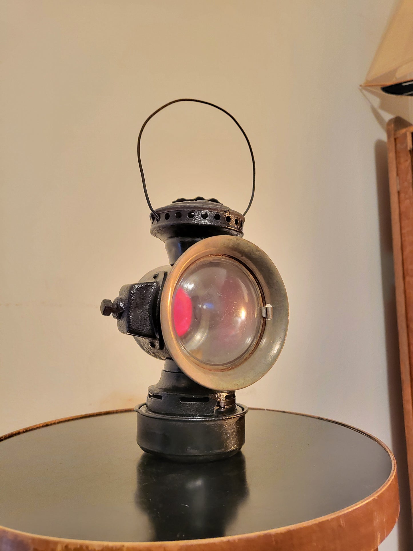 Antique 1914 Dietz Eureka Kerosene Tail Lamp – Rare Ruby Red Lens & Original Burner