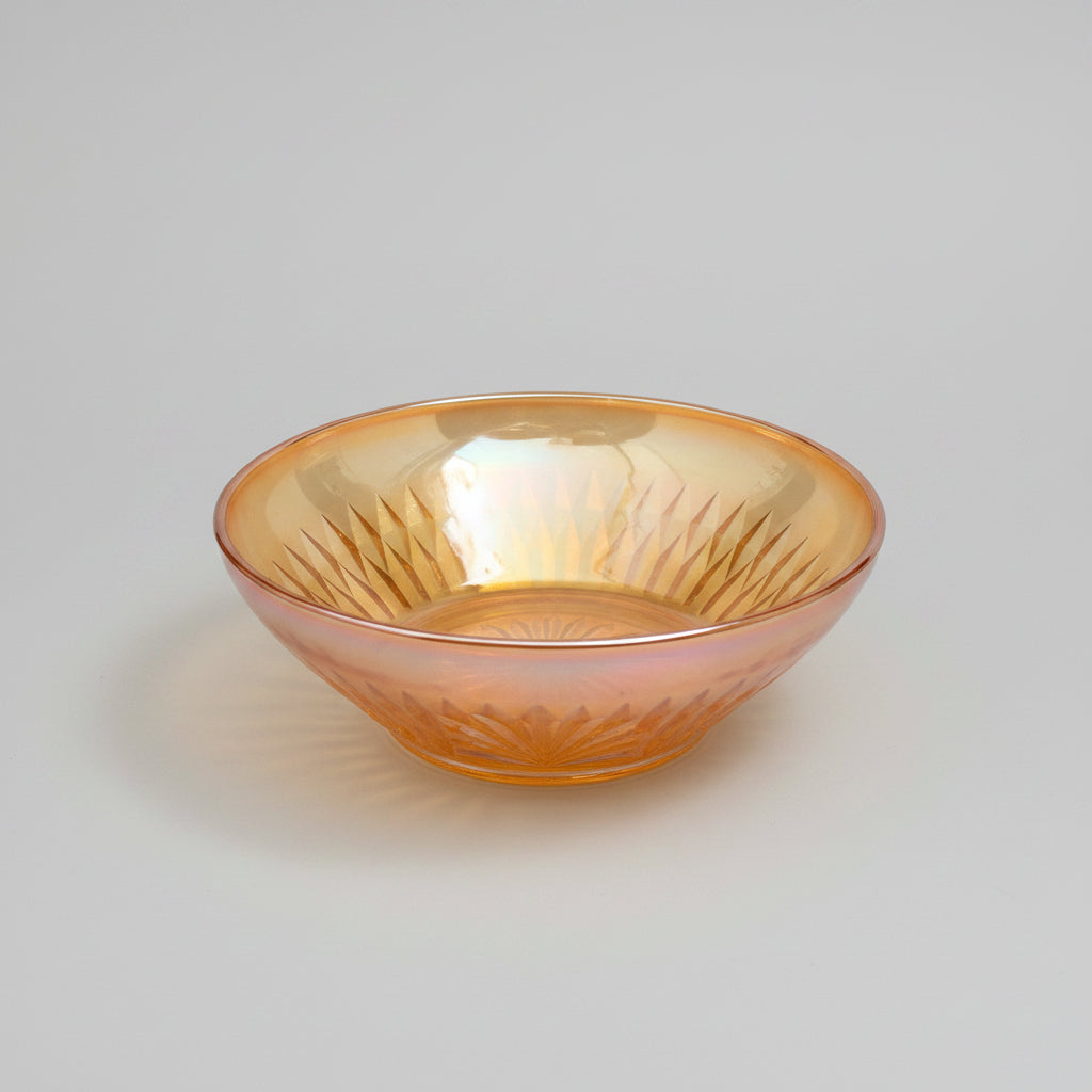 Vintage Jeannette Glass Marigold Carnival Glass Berry Bowl, Anniversary Pattern Iridescent Orange Dessert Bowl