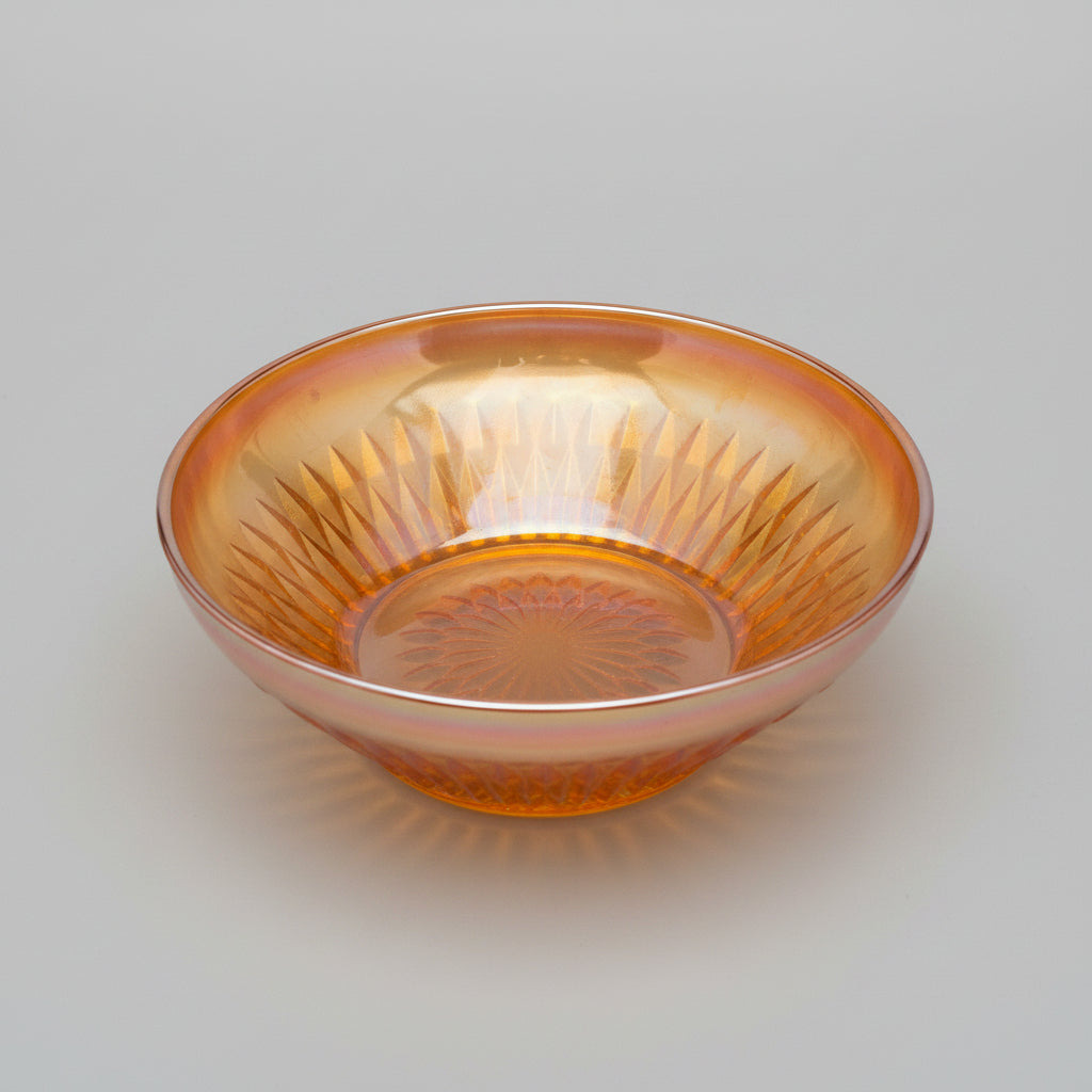 Vintage Jeannette Glass Marigold Carnival Glass Berry Bowl, Anniversary Pattern Iridescent Orange Dessert Bowl