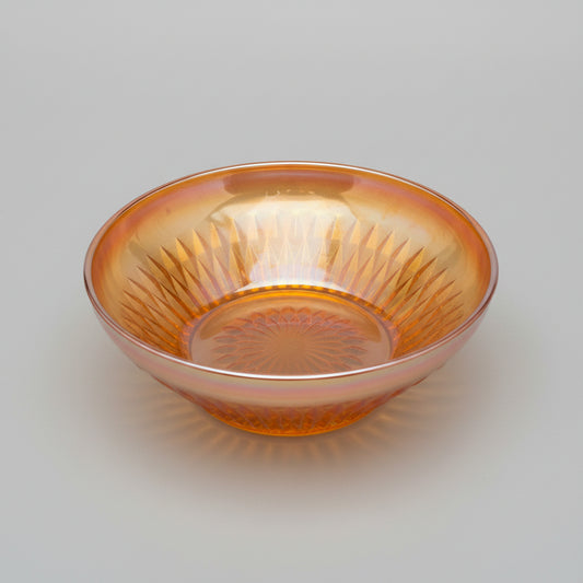 Vintage Jeannette Glass Marigold Carnival Glass Berry Bowl, Anniversary Pattern Iridescent Orange Dessert Bowl