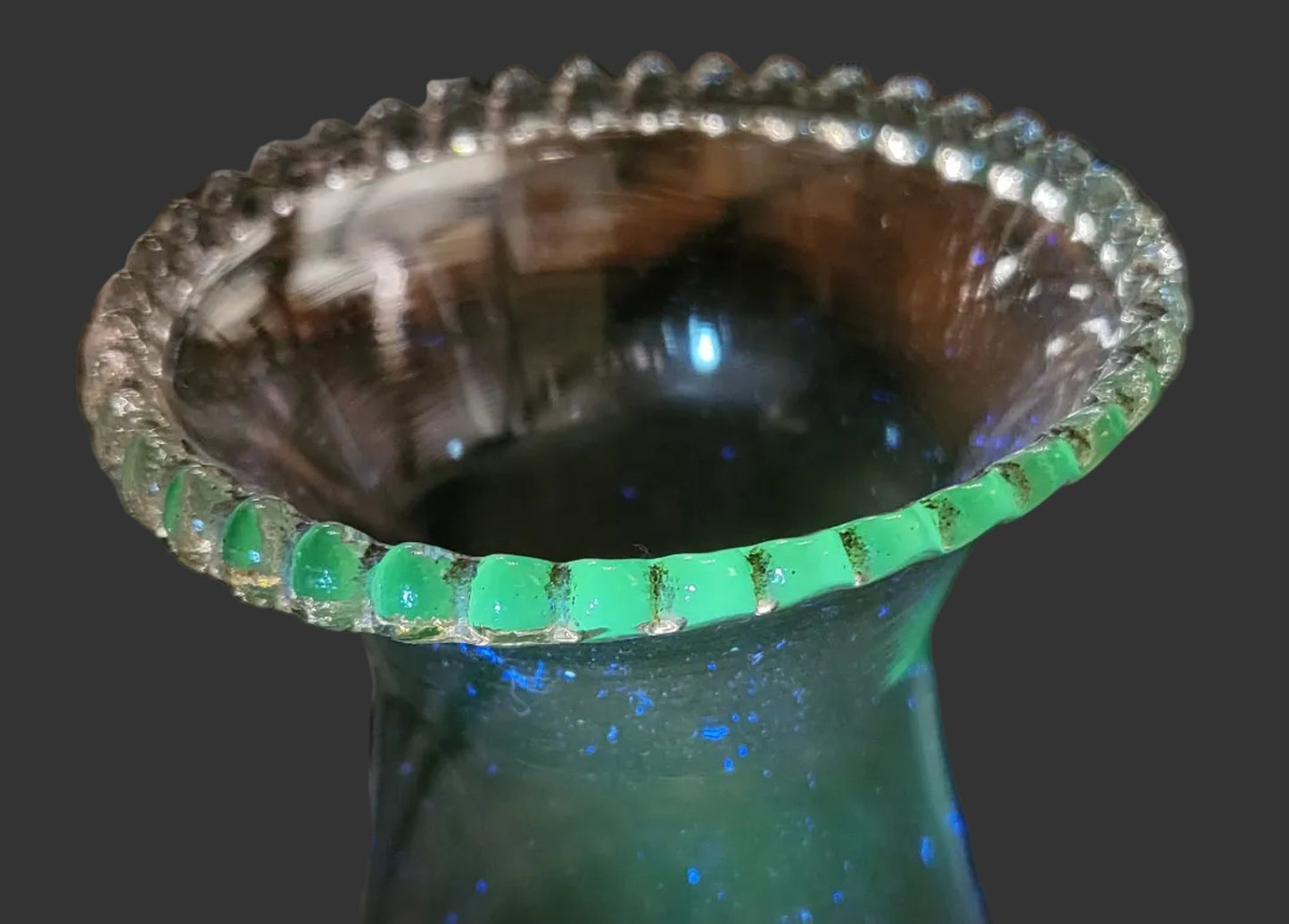 Antique Adams Co Moon and Star Blue Amber Glass Oil Lamp EAPG 1880s Magnesium glow