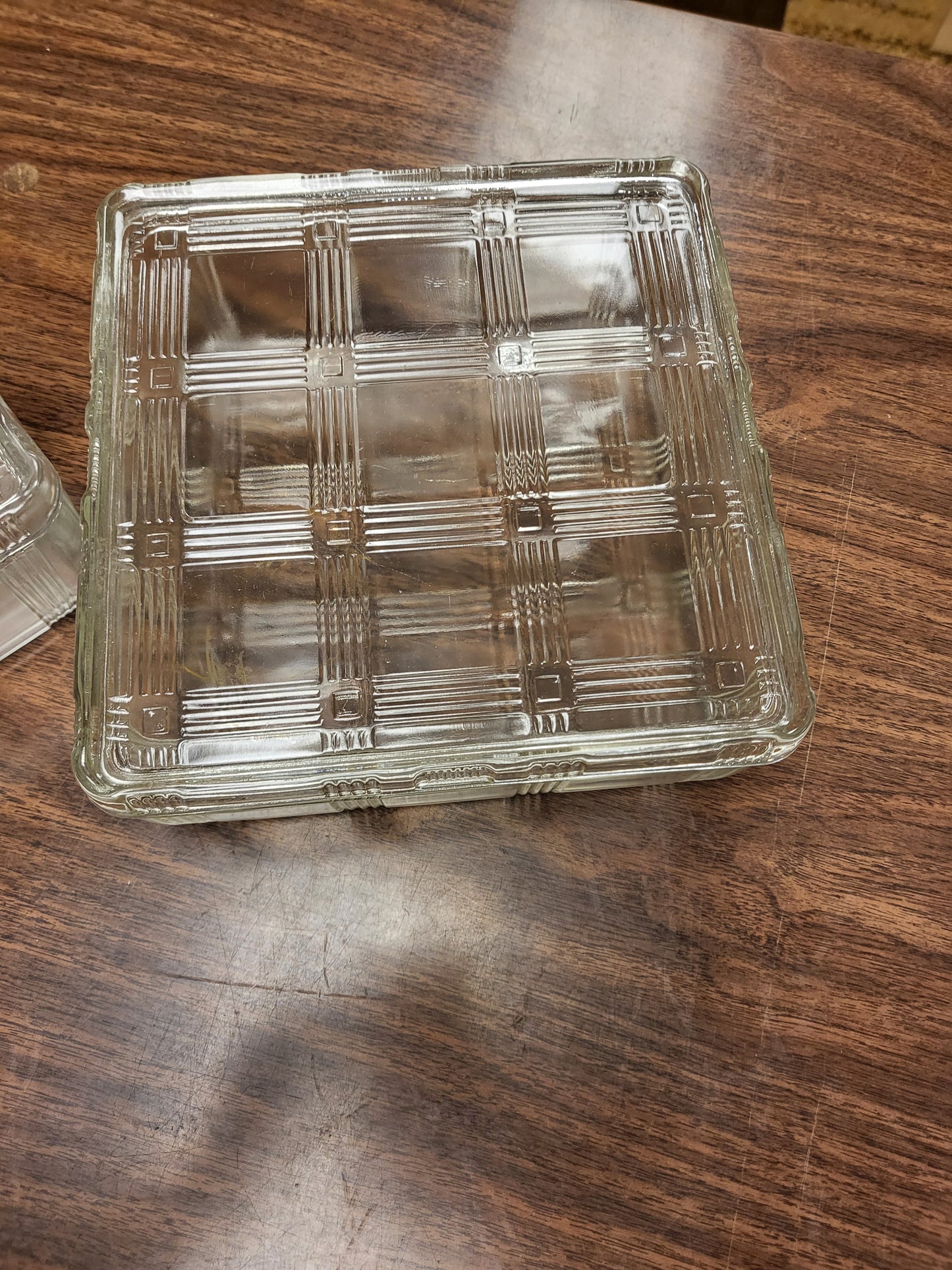 Vintage Hazel Atlas Criss Cross Refrigerator Dishes with Lids | Set of 2 Art Deco Clear Glass Food Storage Containers