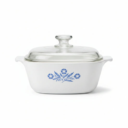 Vintage Corning Ware Blue Cornflower 1.5 Quart Casserole Dish P-1-1/2-B with Pyrex Lid A-7-C