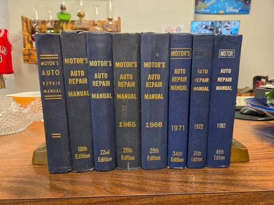 Vintage Motor's Auto Repair Manuals - 8 Books 1935-1982 Mechanics Reference Hard Cover