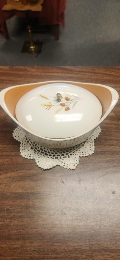 Vintage Taylor Smith Ironstone Soup Tureen, Mid Century White & Rust