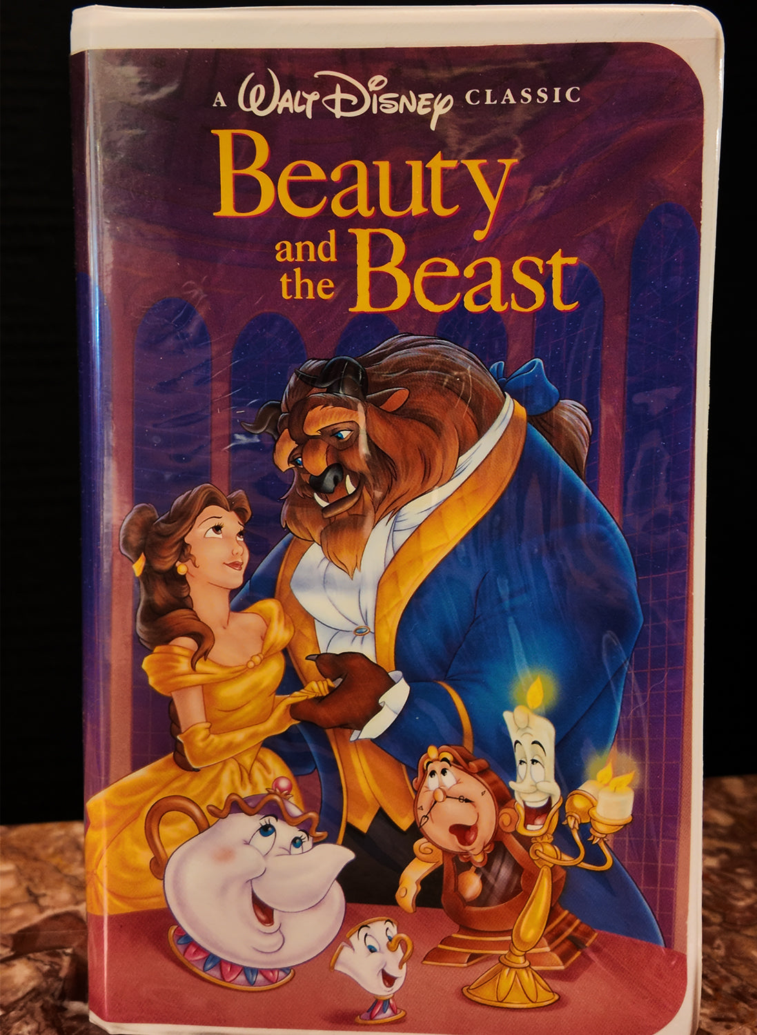 VHS tape cover of 'Beauty and the Beast' with characters from the movie.