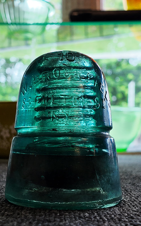 Antique Hemingray No 19 Glass Insulator Dark Green Emerald Patent May 2 1893, CD 162 Telegraph Telephone Electric Pole Glass, Industrial Decor Paperweight