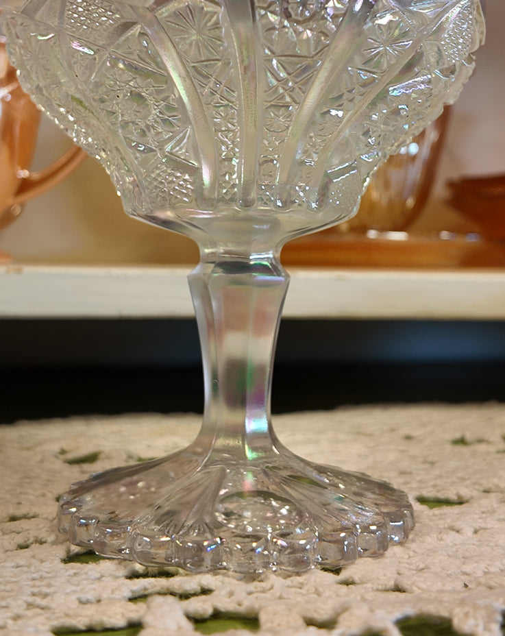 Antique Imperial Glass Mogul Star File 2pc Set Sugar Bowl & Pedestal Compote 612 EAPG