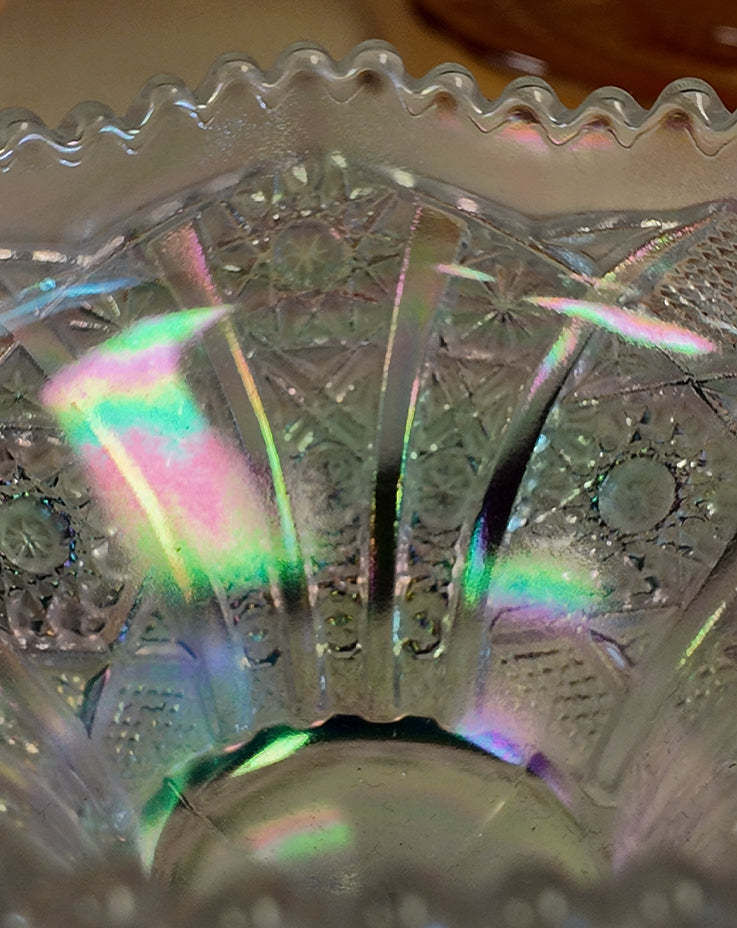 Antique Imperial Glass Mogul Star File 2pc Set Sugar Bowl & Pedestal Compote 612 EAPG