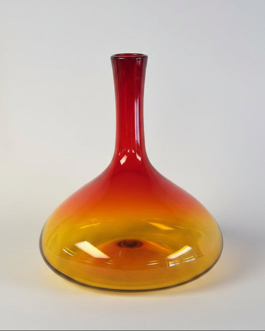 Vintage Blenko Tangerine Glass Decanter Base Joel Myers 6716 Amberina Vase MCM