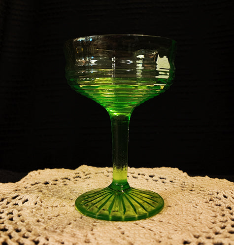 Vintage Anchor Hocking "Circle" Pattern Green Depression Glass Sherbet Coupe – Uranium Glass