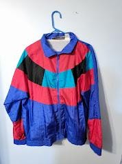 Vintage Retro Windbreaker & Pant Track Set - Longstreet Missy's Color Block Tracksuit - Women's Medium