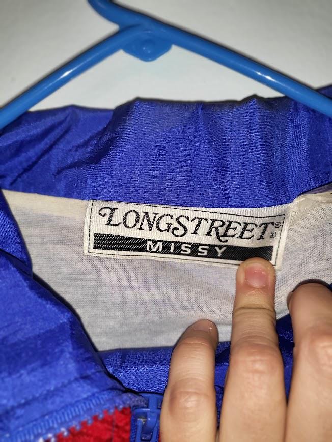 Vintage Retro Windbreaker & Pant Track Set - Longstreet Missy's Color Block Tracksuit - Women's Medium