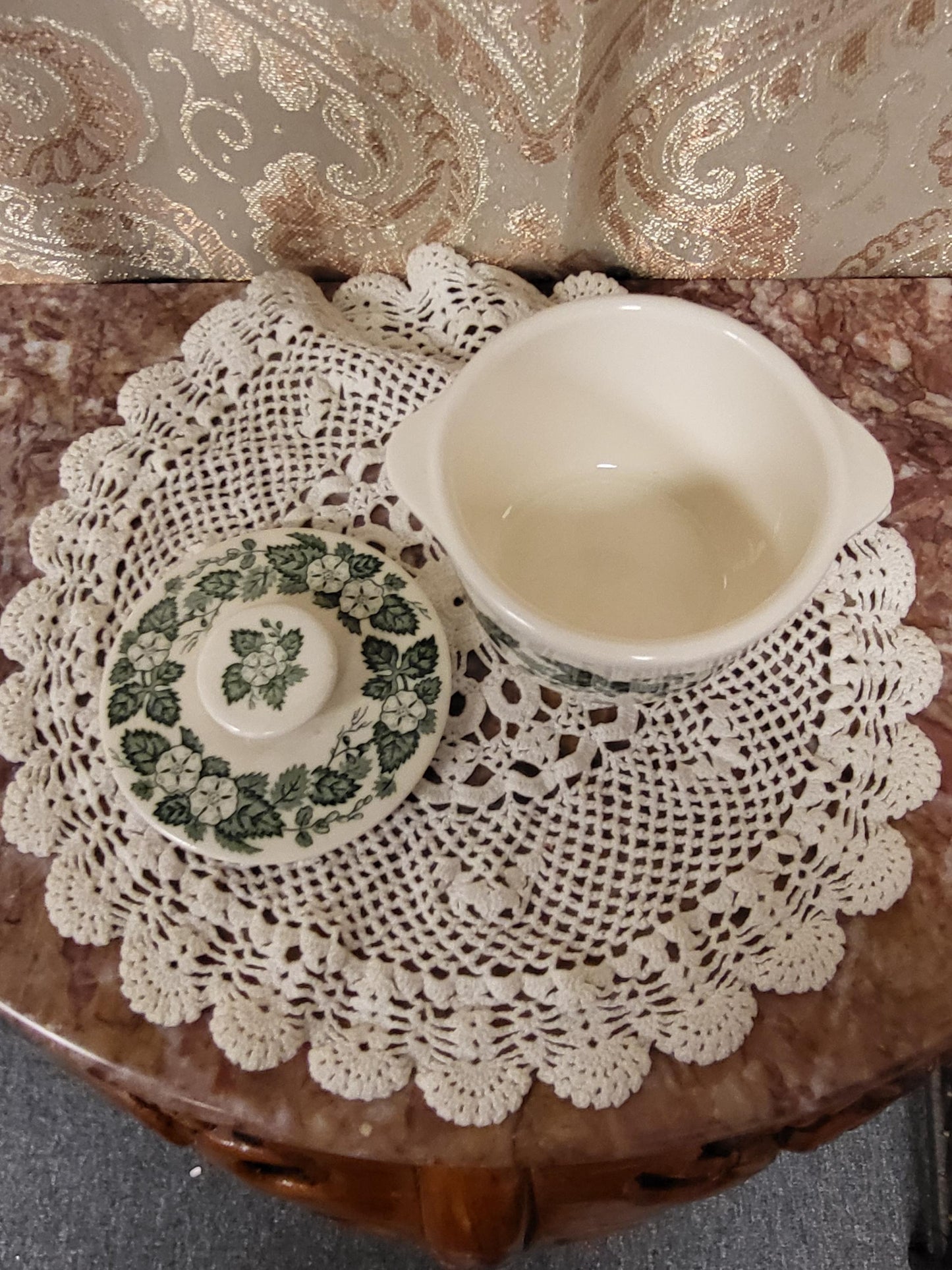 Royal China Underglaze "Old English Green" Sugar bowl with lid
