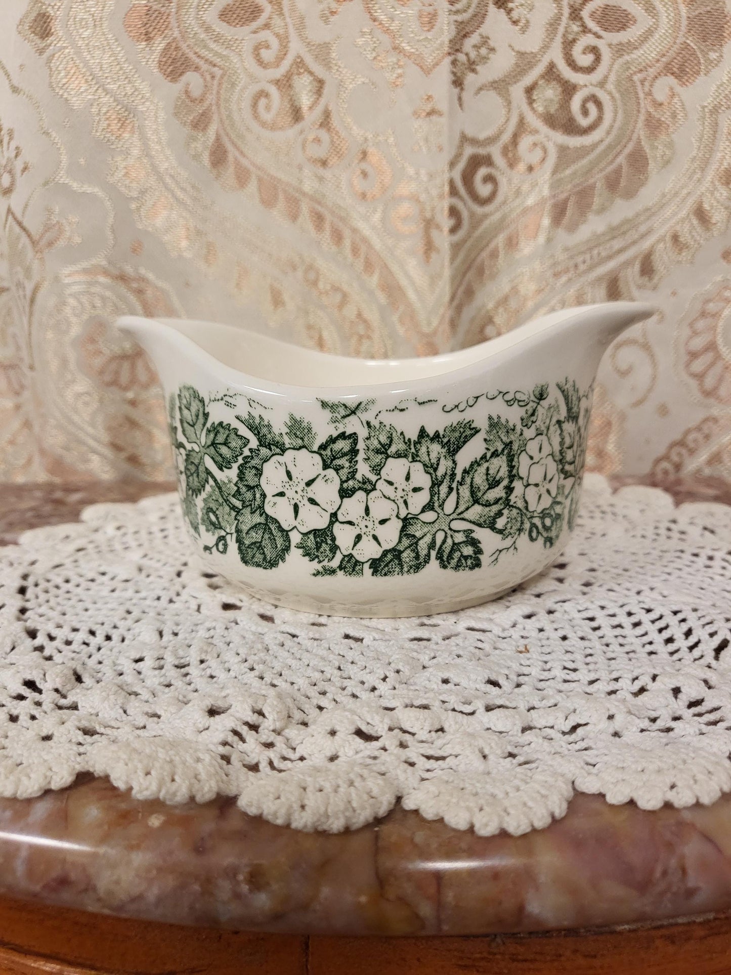 Royal China Underglaze "Old English Green" Gravy Boat