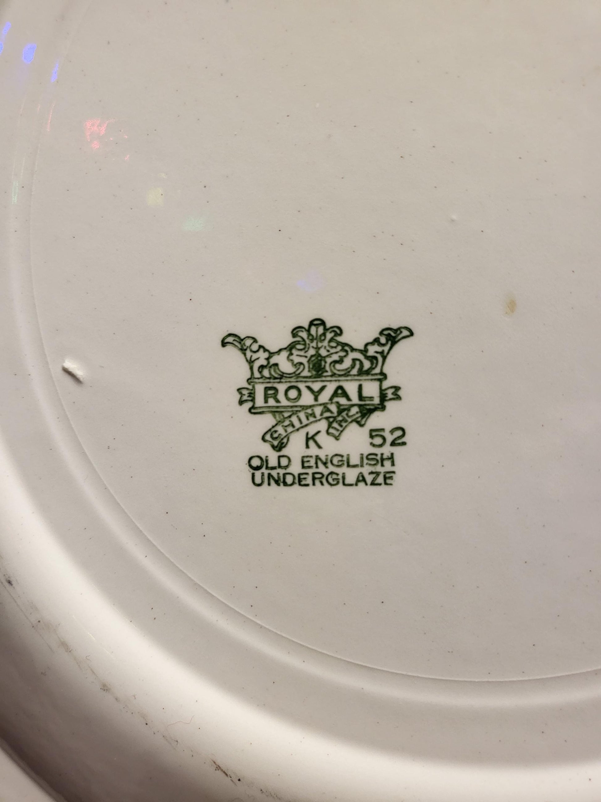 Royal China Underglaze "Old English Green" Large Serving Plate - 12" K52