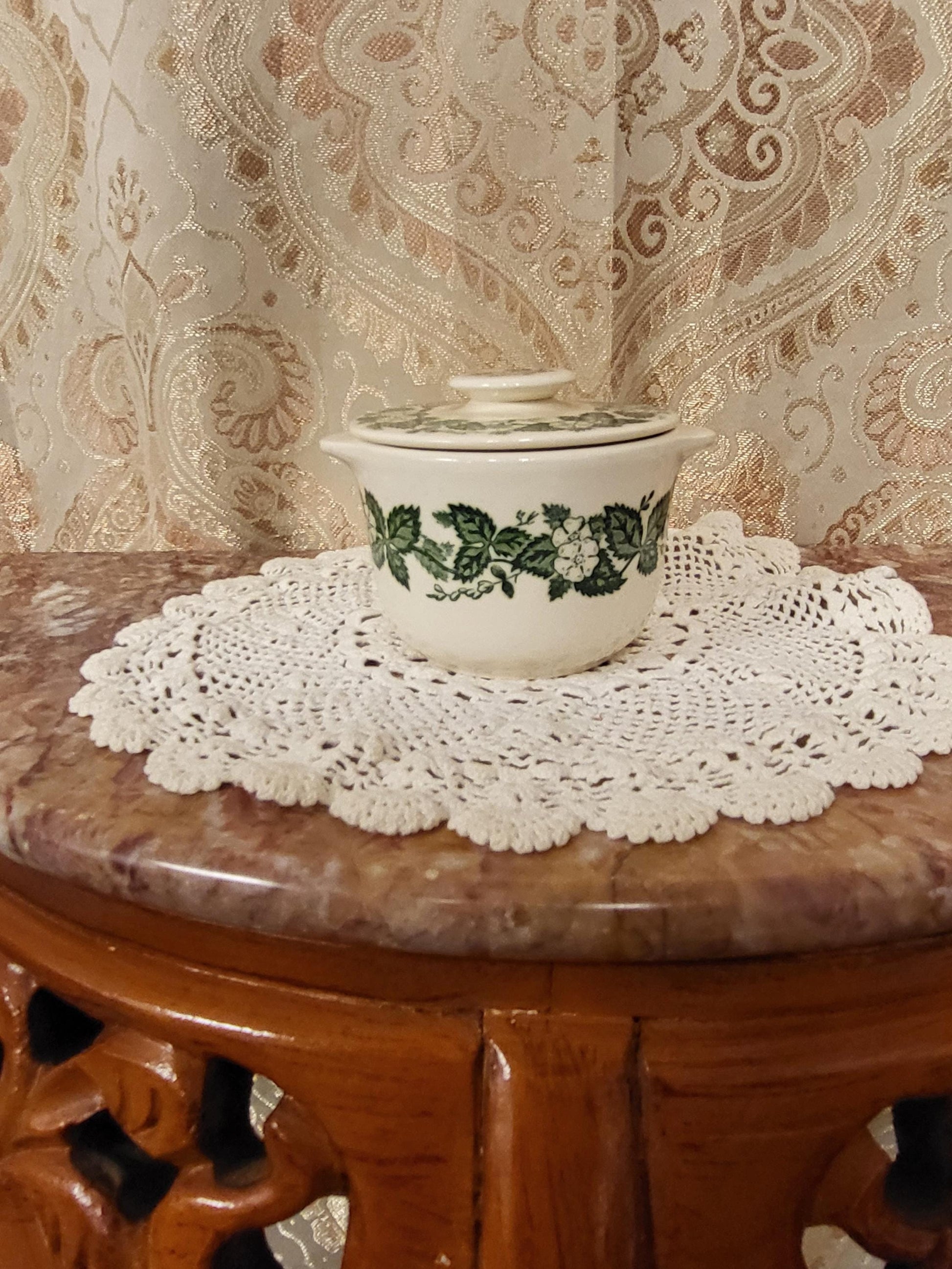 Royal China Underglaze "Old English Green" Sugar bowl with lid