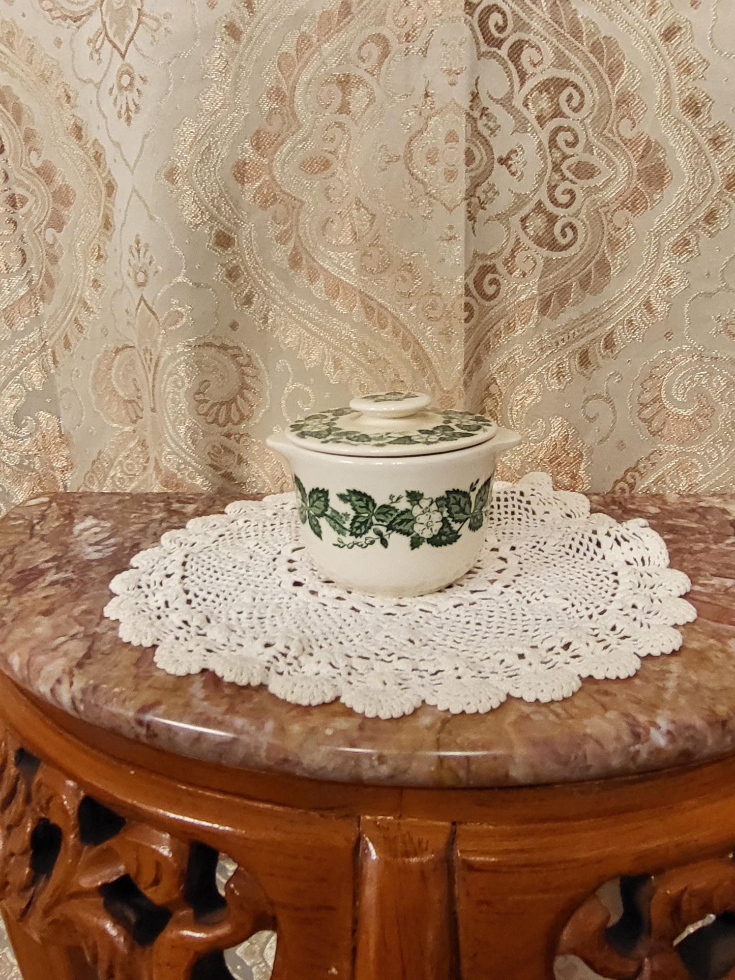 Royal China Underglaze "Old English Green" Sugar bowl with lid