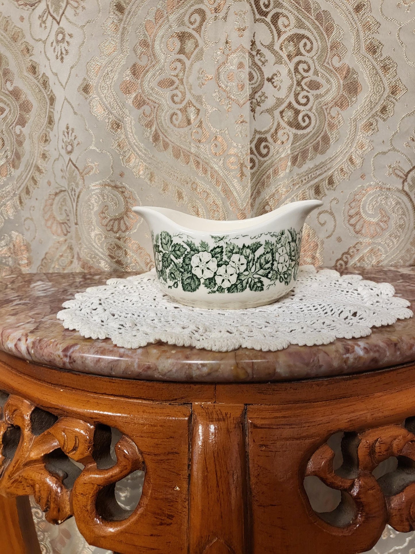 Royal China Underglaze "Old English Green" Gravy Boat