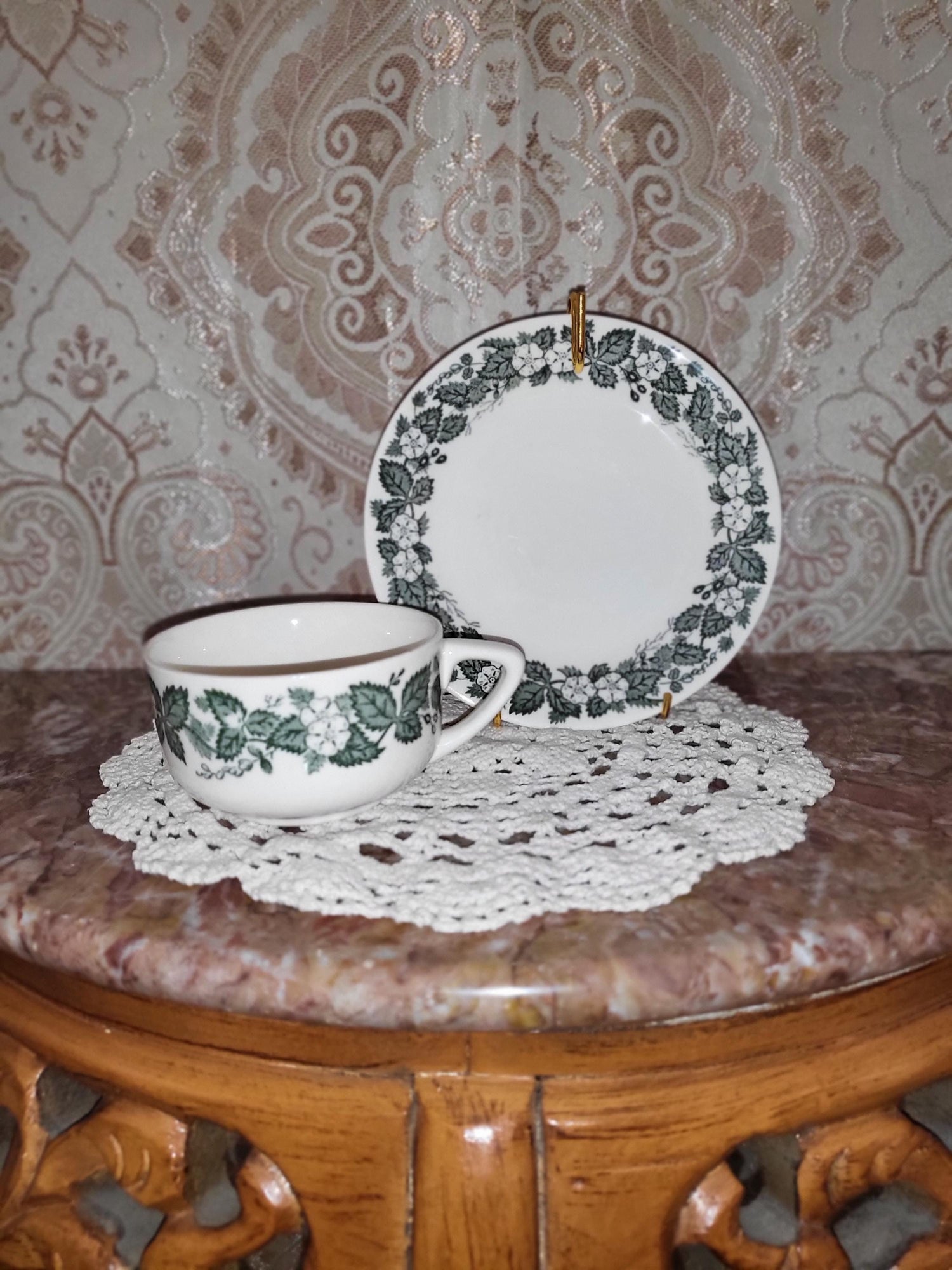 Royal China Underglaze "Old English Green" Teacup & Saucer Set