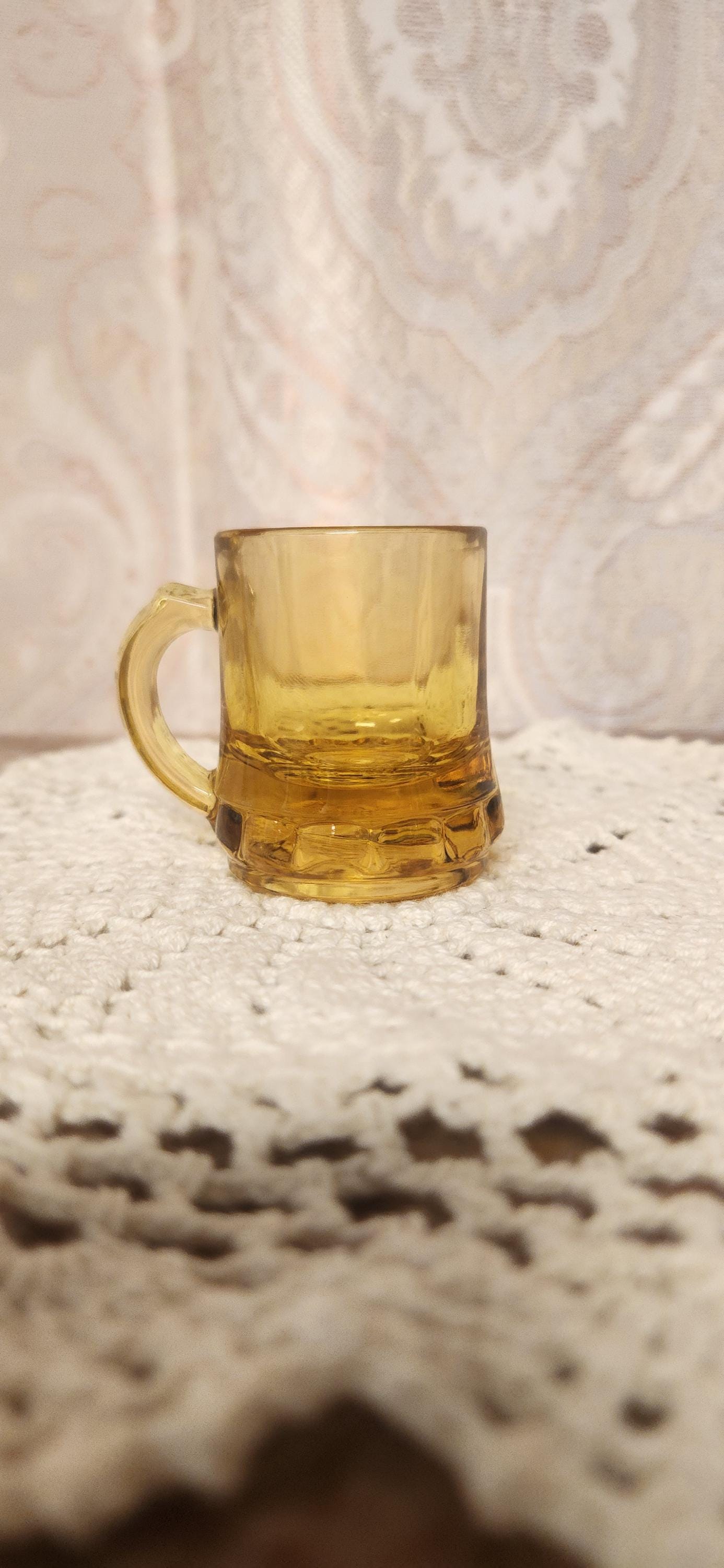 Vintage Federal Glass mini beer mug shot glass - Amber