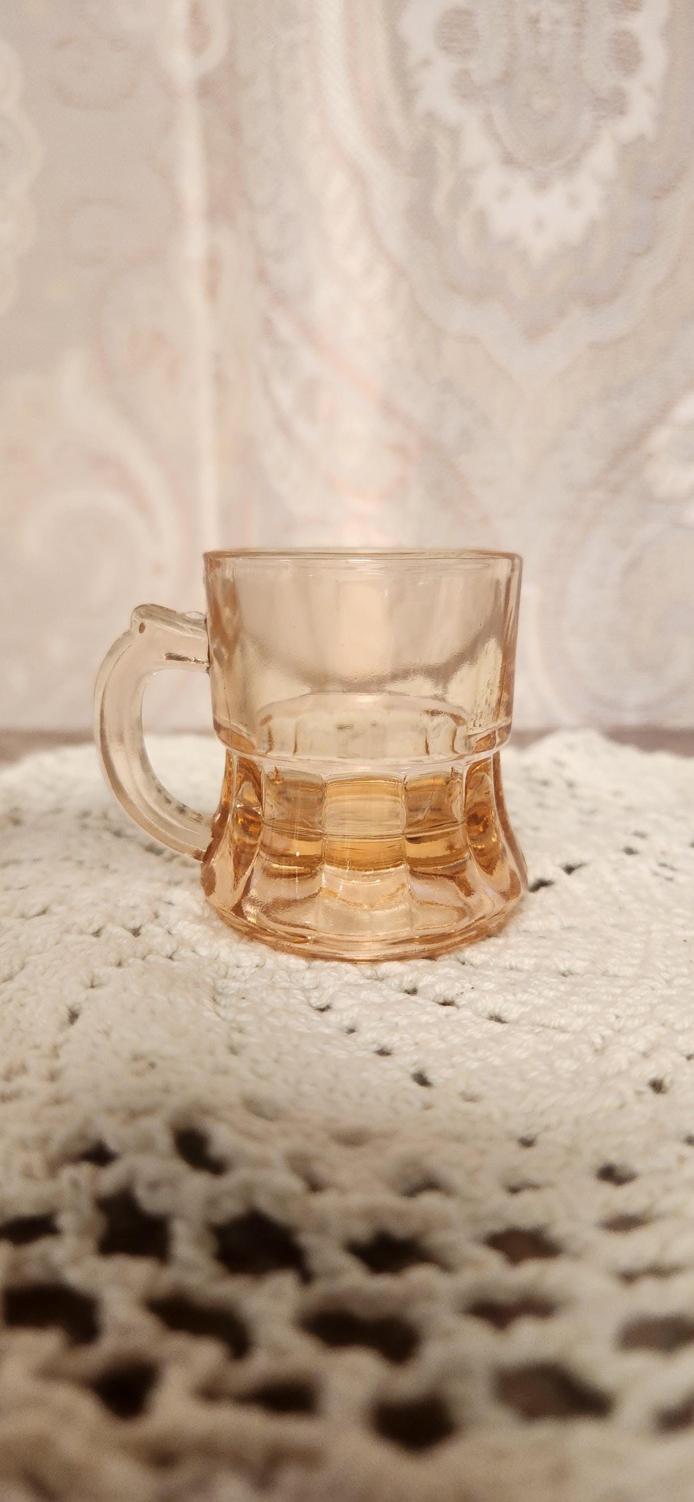 Vintage Federal Glass mini beer mug shot glass - Pink