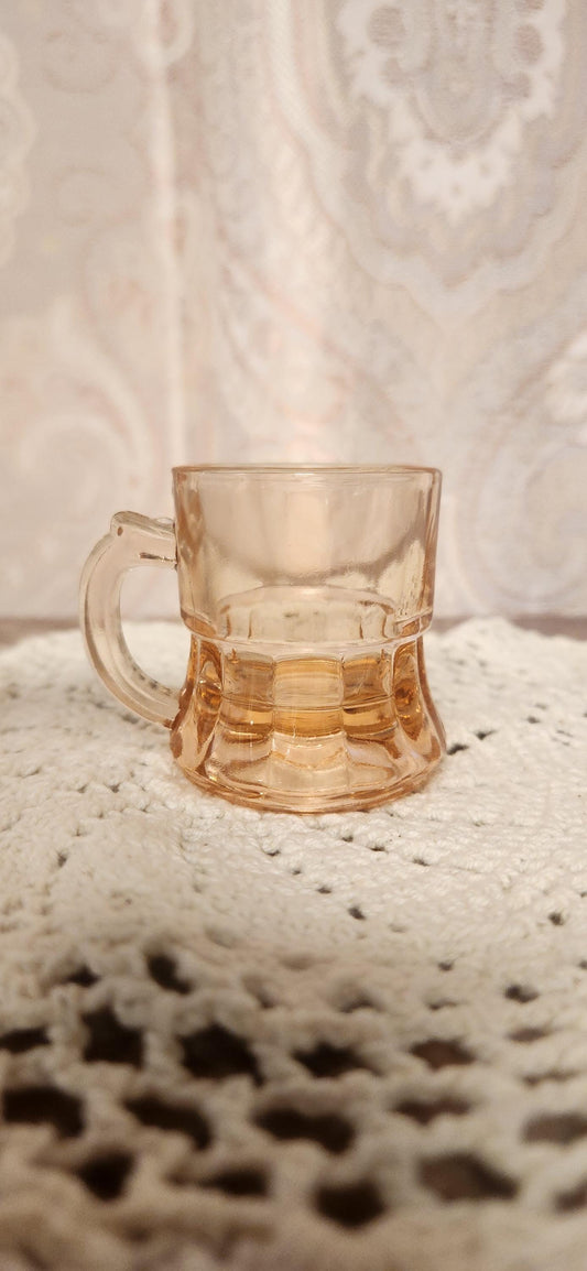 Vintage Federal Glass mini beer mug shot glass - Pink
