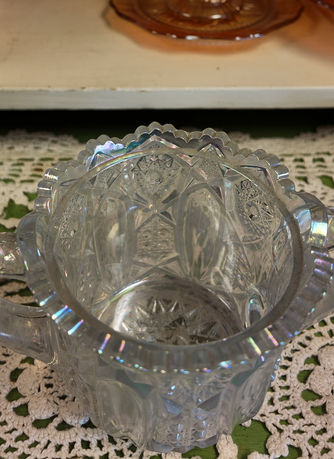 Antique Imperial Glass Mogul Star File 2pc Set Sugar Bowl & Pedestal Compote 612 EAPG